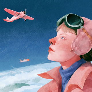 Atelier Virelia style, Midjourney V8.2: conceptual portrait photograph of Amelia Earhart