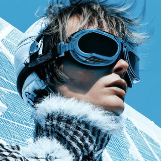 Fossil Circuitry style, Midjourney V8.2: conceptual portrait photograph of Amelia Earhart