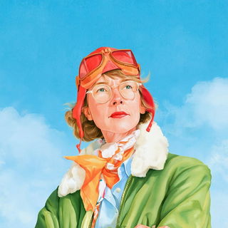 Cloudleaf Chartwork style, Midjourney V8.2: conceptual portrait photograph of Amelia Earhart