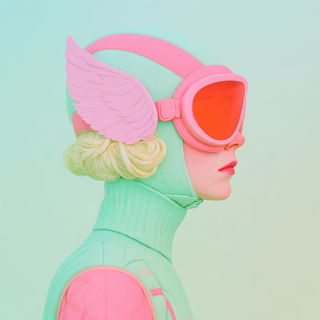 Mintwater Imposition style, Midjourney V8.2: conceptual portrait photograph of Amelia Earhart