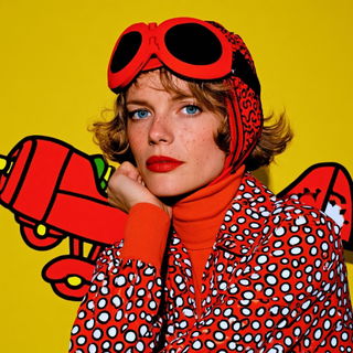 Screamoire style, Midjourney V8.2: conceptual portrait photograph of Amelia Earhart