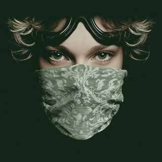 Chlorofiligree style, Midjourney V8.2: conceptual portrait photograph of Amelia Earhart