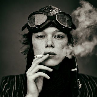 Antleromachy style, Midjourney V8.2: conceptual portrait photograph of Amelia Earhart