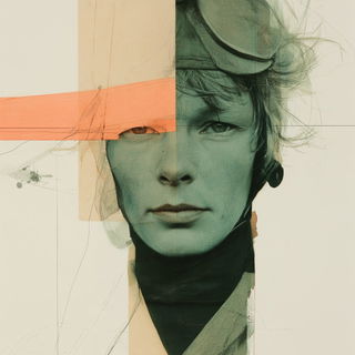 Coralgrid Equine style, Midjourney V8.2: conceptual portrait photograph of Amelia Earhart