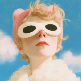 Puppetglow style, Midjourney V8.2: conceptual portrait photograph of Amelia Earhart