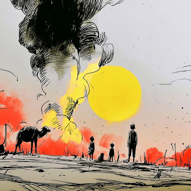 Suntrack Inkfolk style, Midjourney V8.2, render 2 of 4