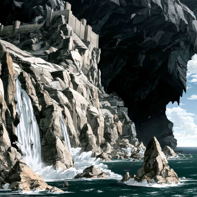 Waterfall Parallax style, Midjourney V8.2, render 2 of 4