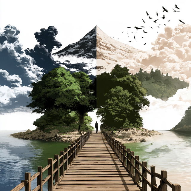 Waterfall Parallax style, Midjourney V8.2, render 1 of 4