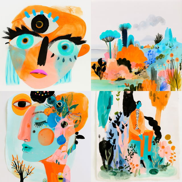 Paintflora Oddity style, Midjourney V8.2, four renders