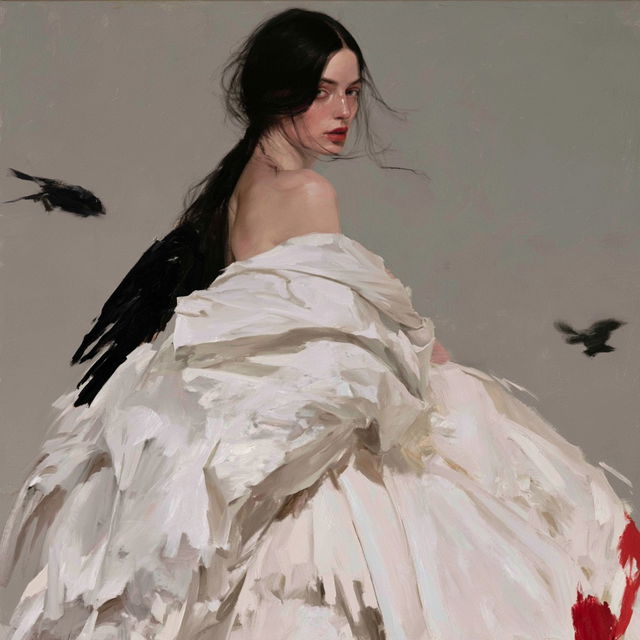 Scarlet Plumage Theater style, Midjourney V8.2, render 1 of 4