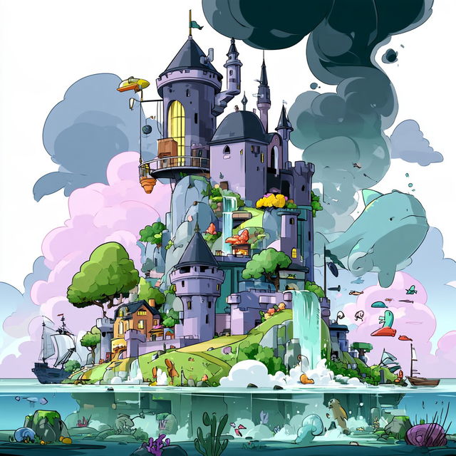 Inkbound Sky Fables style, Midjourney V8.2, render 3 of 4