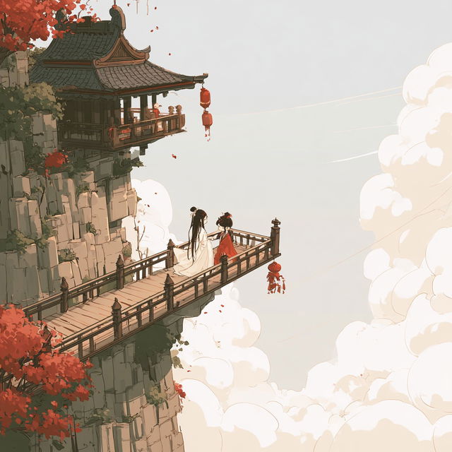 Platform of Maple Clouds style, Midjourney V8.2, render 3 of 4