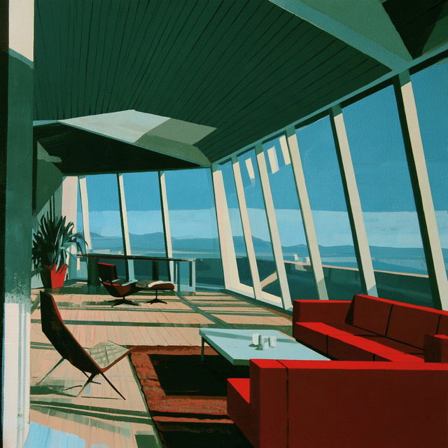 Smokestack Modernism style, Midjourney V8.2, render 4 of 4