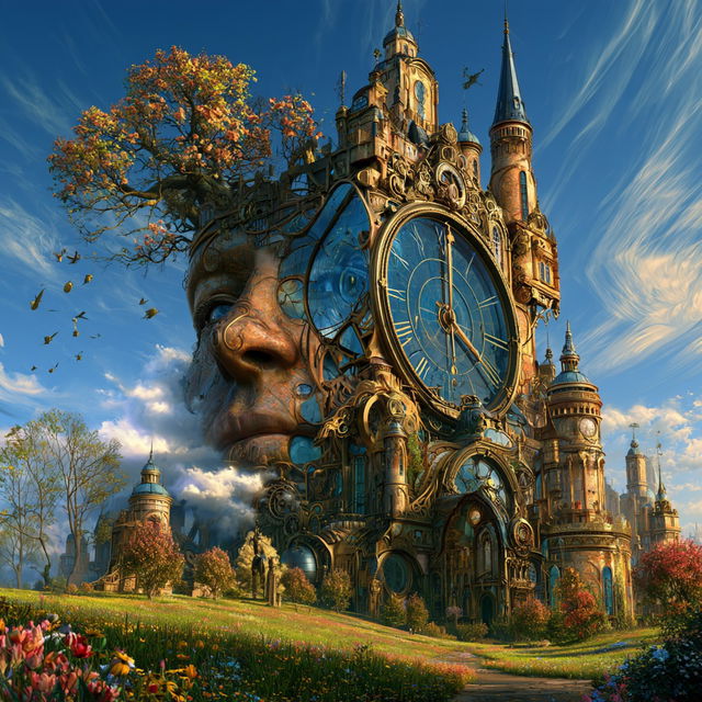Baroque Steampunk Vistas style, Midjourney V8.2, render 2 of 4