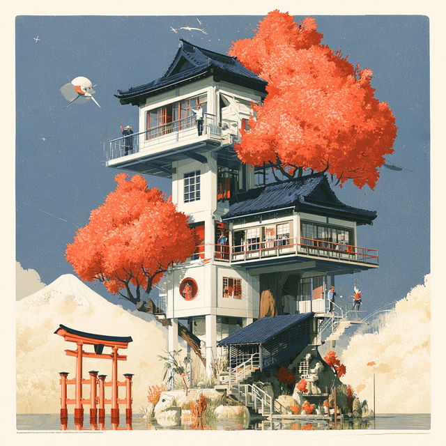 Xerographic Torii style, Midjourney V8.2, render 2 of 4