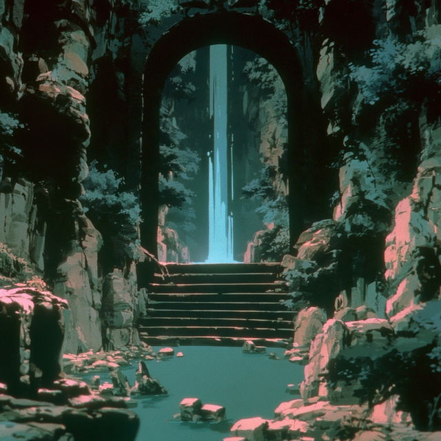 Cathedral Cascadeism style, Midjourney V8.2, render 1 of 4