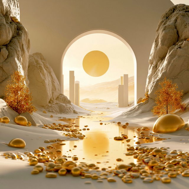 Ocher Arch Pantomime style, Midjourney V8.2, render 2 of 4