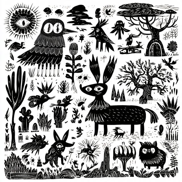 The Sgraffito Bestiary style, Midjourney V8.2, render 1 of 4