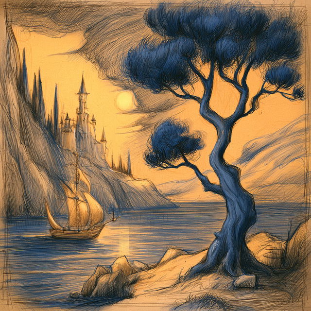 Ochre Moonline style, Midjourney V8.2, render 3 of 4