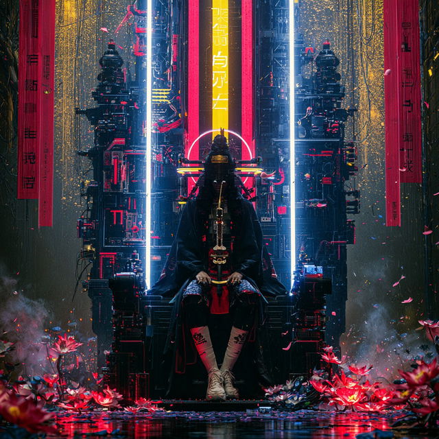Screenprint Monsoon Shrine style, Midjourney V8.2, render 3 of 4