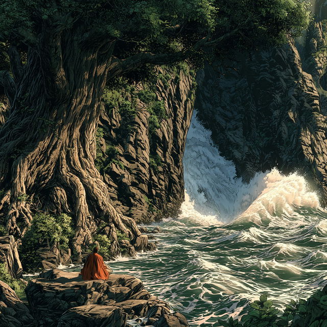 Woodblock Wilds style, Midjourney V8.2, render 2 of 4