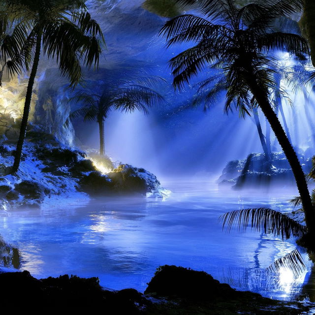 Indanthrene Blue Hour style, Midjourney V8.2, render 1 of 4