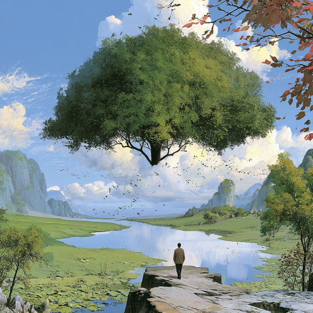 Cloudbank Pastoralism style, Midjourney V8.2, render 4 of 4