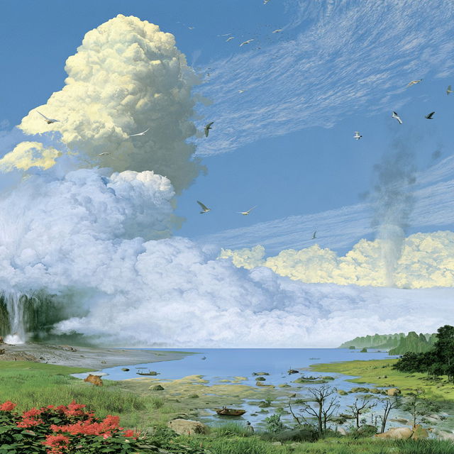 Cloudbank Pastoralism style, Midjourney V8.2, render 3 of 4