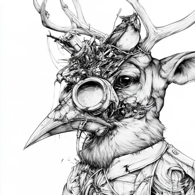 Featherhorn Assemblage style, Midjourney V8.2, render 4 of 4