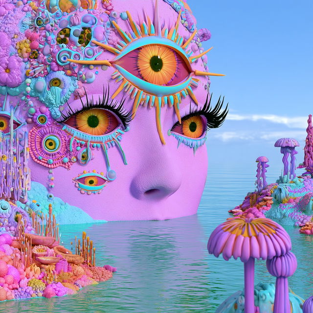 Chromatic Wetland Brocade style, Midjourney V8.2, render 1 of 4