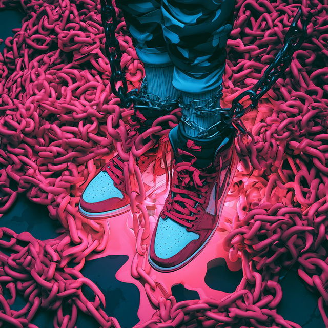 Cyan Magentacore style, Midjourney V8.2, render 1 of 4