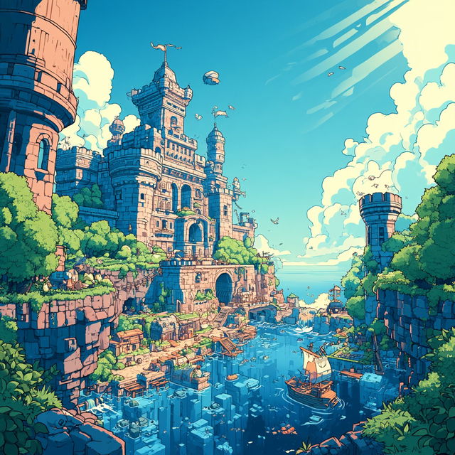 Waterfall Masque style, Midjourney V8.2, render 2 of 4