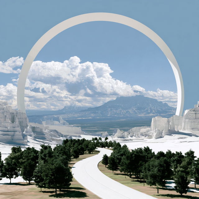 Harbor of White Arches style, Midjourney V8.2, render 2 of 4