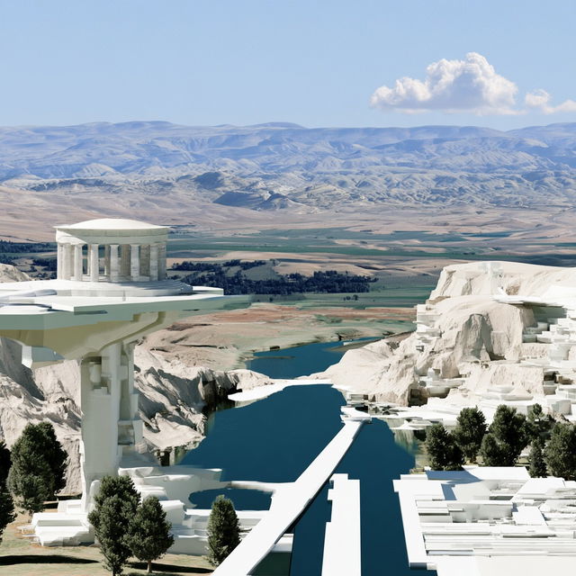 Harbor of White Arches style, Midjourney V8.2, render 4 of 4