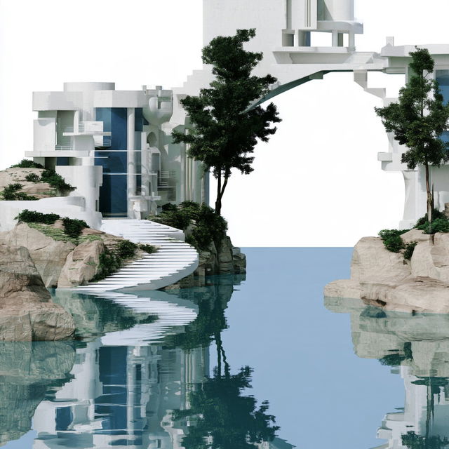 Harbor of White Arches style, Midjourney V8.2, render 3 of 4