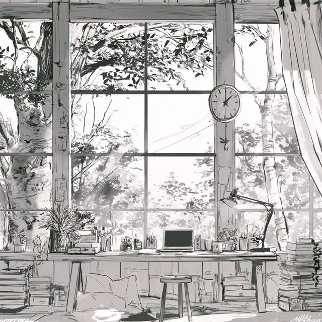 Studyroom Phyllotaxy style, Midjourney V8.2, render 1 of 4