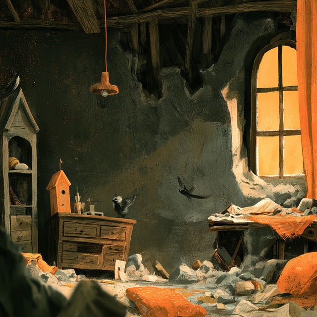 Orange Trapdoor Theatre style, Midjourney V8.2, render 3 of 4