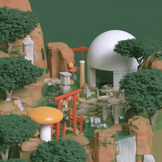 Terraced Toyworld style, Midjourney V8.2, render 4 of 4