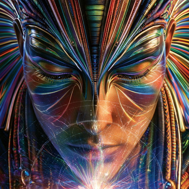 Prismatic Loomism style, Midjourney V8.2, render 3 of 4