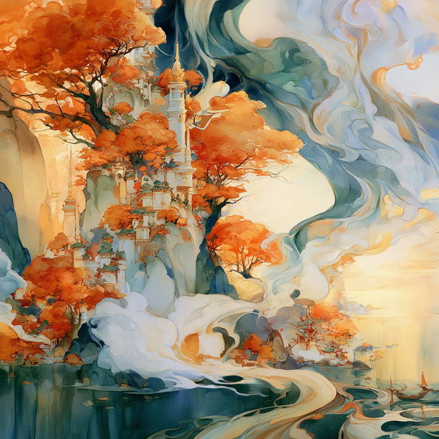 Gouache Tangle style, Midjourney V8.2, render 2 of 4