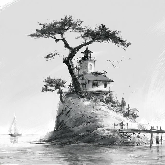 Lighthouse Verismo style, Midjourney V8.2, render 1 of 4