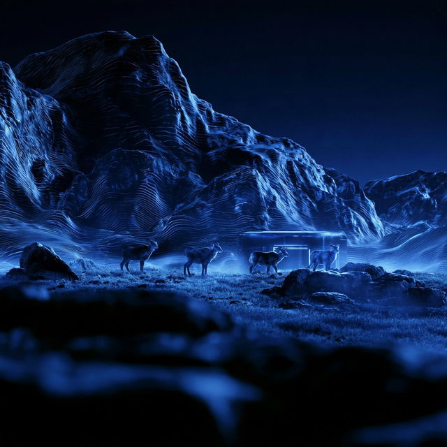 Azurite Fossilwave style, Midjourney V8.2, render 1 of 4