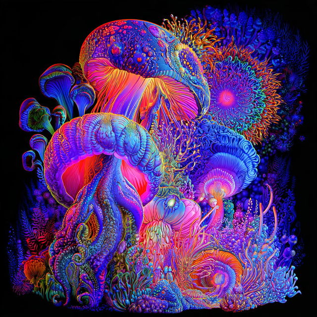 Pulsar Mycelium style, Midjourney V8.2, render 4 of 4