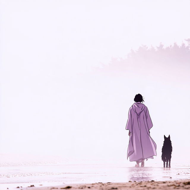 Violet Shoreline Minimalism style, Midjourney V8.2, render 3 of 4