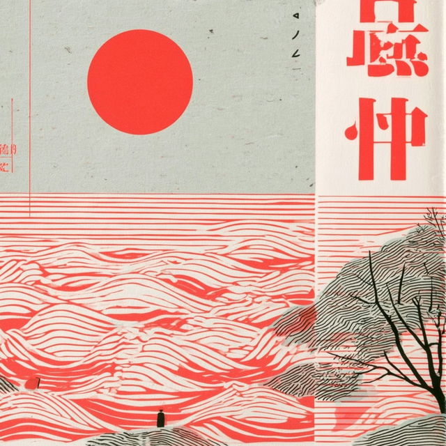 Matsuri Linocollage style, Midjourney V8.2, render 2 of 4