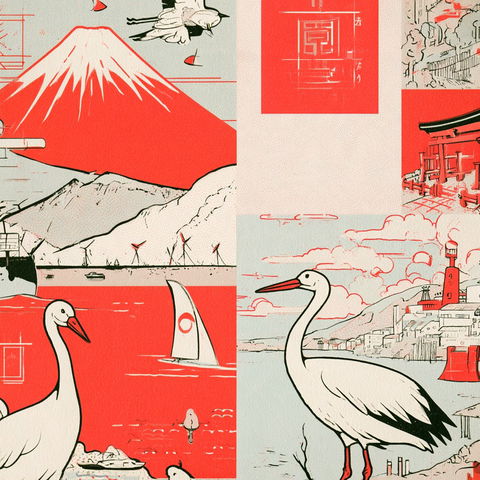 Matsuri Linocollage style (SREF codes), Midjourney V8.2