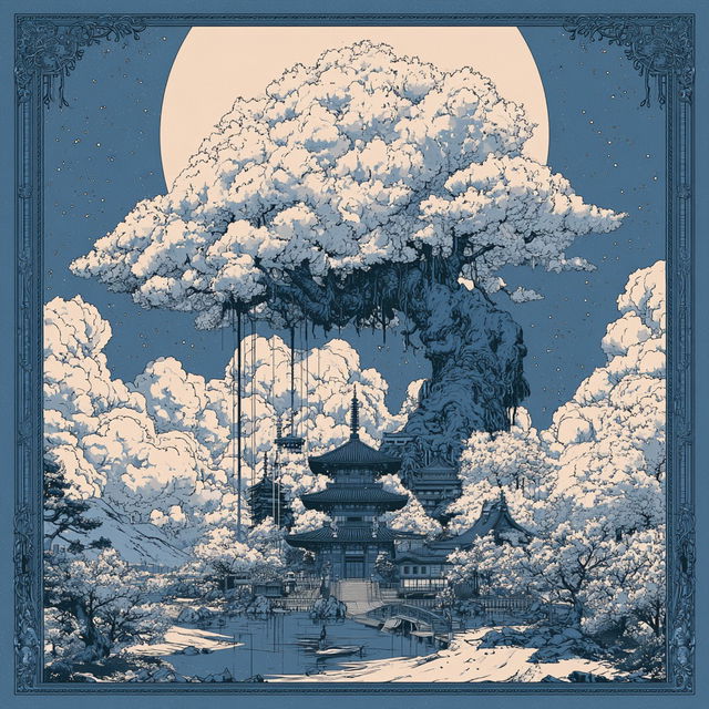 Bluewood Irezumi style, Midjourney V8.2, render 3 of 4