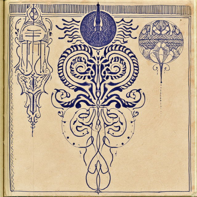 Blueware Manuscriptism style, Midjourney V8.2, render 2 of 4