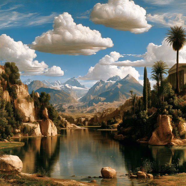 Baroque Terra Tableau style, Midjourney V8.2, render 1 of 4