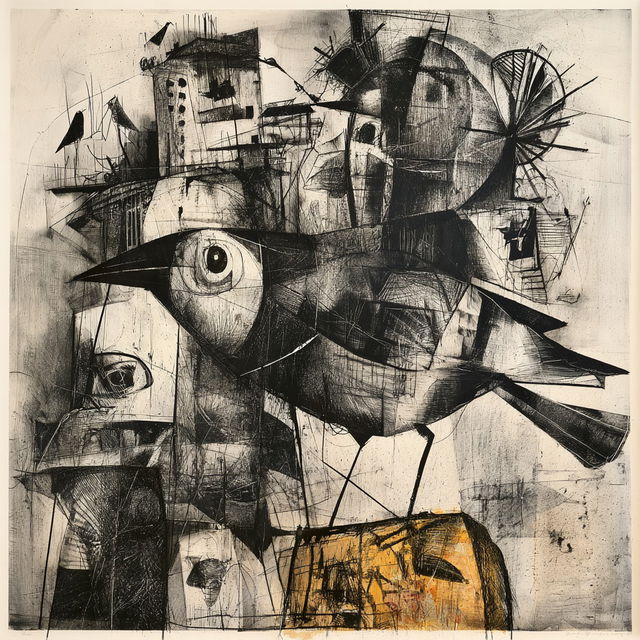 Inkframe Aviary style, Midjourney V8.2, render 2 of 4
